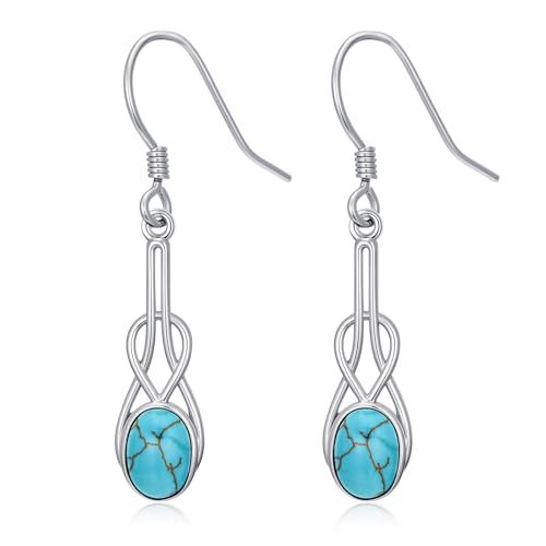 Natural Turquoise Earrings for Women Dangling 925 Sterling Silver Dangle Earrings Western Jewelry Christmas Gift for Sister Mother - style: A-Infinity Earrings