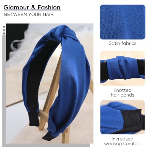 Knot Headband Blue Knotted Hair Bands Fashion Accessories for Women Girls Birthday Wedding Holiday Party Supplies - color: Royal Blue