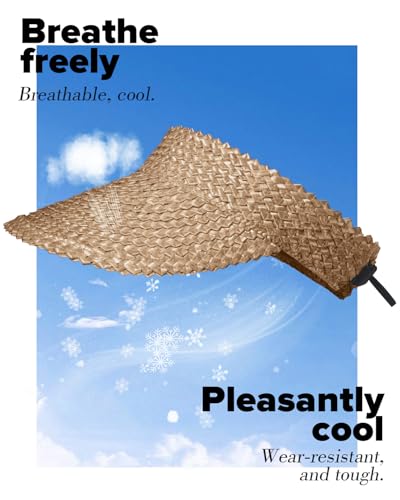 Straw Sun Visors & Hats for Women - Packable Beach Hats, Handmade, Sun Protection - color: Khaki