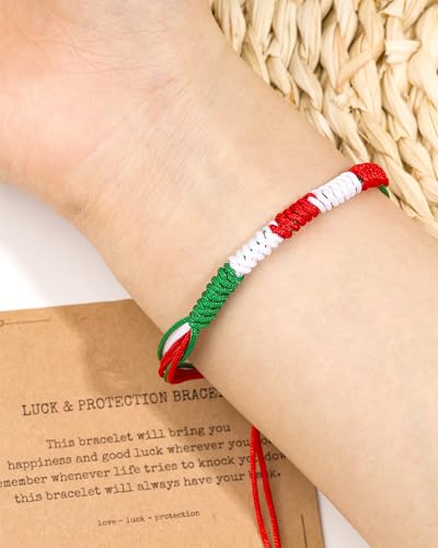 Iran Bracelet for Men Women Country Flag Color Wrist Wrap Bracelet Boho Green White and Red Patriotic String Thread Bracelets Iranian Protection and Lucky Jewelry Accessories - color: A1:iran bracelet