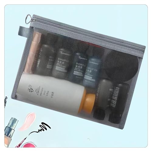 5PCS Small Mesh Bags with Zipper, Cosmetic Pouch Bag with Zipper for Purse, Small Travel Kit Storage Pouch for Purse (Gray Side-Pull) - color: Gray Side-Pull