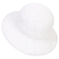 Womens Sun Hat Handmade Crochet Straw Bucket for Summer Foldable Travel Cap - color: White