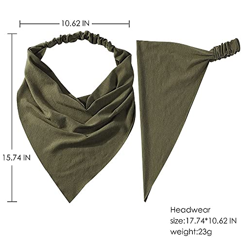 Vercret 6 Pack Hair Scarf Headband for Women Elastic Bandana Head Scarf Large Boho Triangle Kerchief with Clips Non Slip Scarves - color: A Pack Solid
