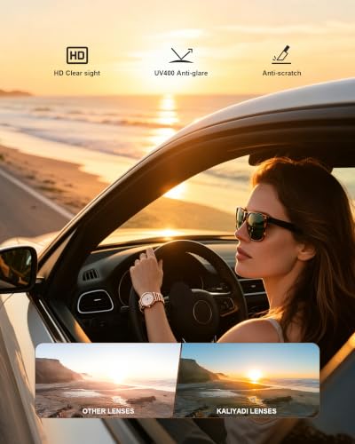 KALIYADI Womens-Sunglasses Polarized-Sunglasses for Women: Retro Trendy Sun Glasses With UV400 Protection for Driving Travel - color: Z06-bright Transparent Frame Purple Lens