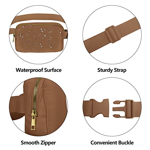 VOROLO Fanny Pack For Women And Men Crossbody Bag Belt Bag with Adjustable Strap Graduation Gifts Brown - color: Brown, style: 1 Pack Fanny Pack