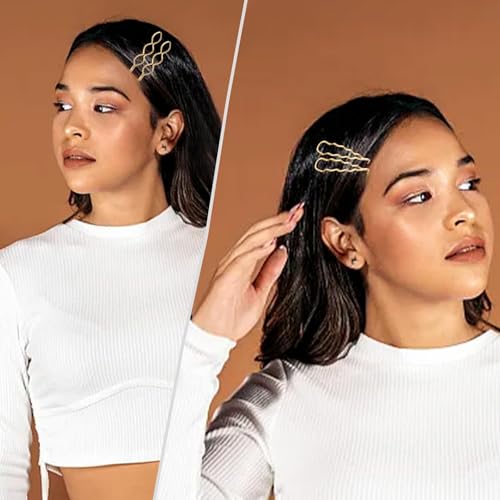 18 PCS Geometric Metal Gold Hair Styling Pins Women Girls Preppy Pearls Hair Clips Bridal Elegant Hair Barrette Set Minimalist Bobby Pins Dainty Hair Accessories - color: Gold