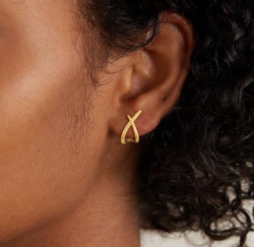 14K Gold Plated Dangle Earrings for Women Chain Dangling Long Earrings Trendy CZ/Twisted X Hoop Studs Dainty Threader Earrings Wedding Hanging Drop Dangly Minimalist Jewelry Gifts for Woman - style: 6