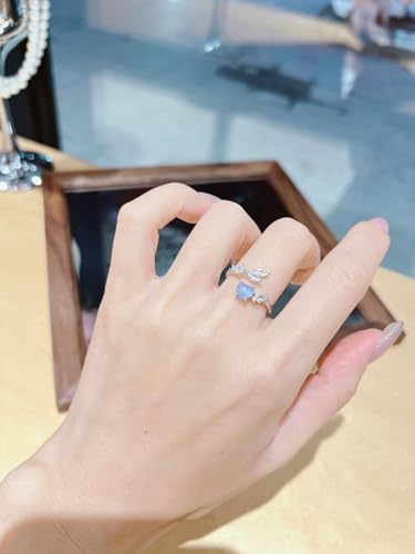 3Pcs Multi-Layered Ocean Blue Rhinestone Heart Flower Rings for Women Teens Gifts Trendy Stuff Boho Stackable Love Silver Ring Set Vintage Crystal Knuckle Stacking Rings Christmas Gifts Stacking Stuffers