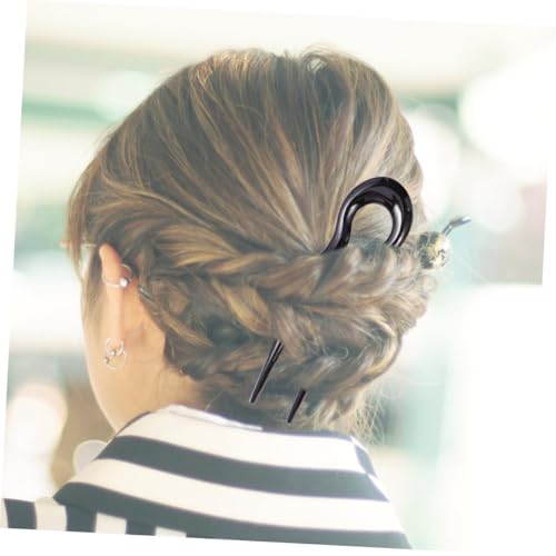 VOSAREA 3 Pcs U-shape Leopard Print Resin Hair Pins Hair Forks Double Prongs for Women Wedding Updo and Daily Styling