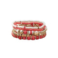 COLORFUL BLING 5Pcs/Set Bohemian Stackable Beads Bracelet for Women Multilayer Boho Seed Statement Stretch Strand Bracelet Friendship Women Jewelry - color: purple