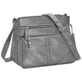 ELDA Crossbody Bags For Women Pocketbooks Soft PU Leather Purses and Handbags Multi Pocket Shoulder Bag - color: X-dark Grey