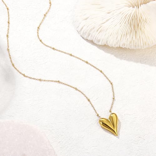 14K Gold Heart Necklace for Women Boho stainless steel waterproof Cute Dainty Love Pendant Necklaces for Women - color: Styie-10