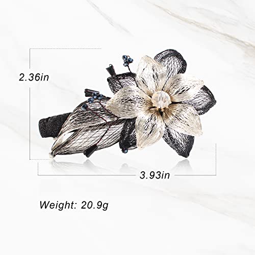 Mistofu 3.93inch DIY Copper Wire Metal Hand-woven High-level design Barrettes Elegant Hair Accessories, Gifts for Women Girls (black) - color: black