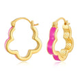 Chunky Hoop Earrings for Women Thick Minimalist Geometric Huggie Hoop Earrings Dainty Thick Y2K Preppy Earrings - style: flower hot pink