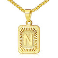 JSJOY Graduation Gifts 2026 Gold Initial Necklaces for Women Men Gold Letter Necklaces 26 Capital A-Z Letter Pendant Necklaces for Women Square Monogram Necklace for Her Initial Necklaces - color: Gold Letter N
