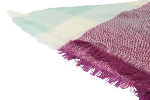 Wander Agio Womens Warm Long Shawl Winter Wraps Large Scarves Knit Cashmere Feel Plaid Triangle Scarf - color: Jujube Red Green 13
