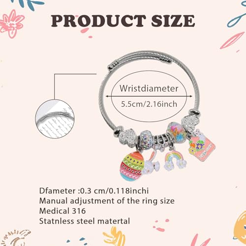 Silver Women Bracelets - Adjustable Charm Bracelets for Women Birthday Gifts Favors Titanium Steel Bracelet Bundle Jewelry Kit - color: E: Easter