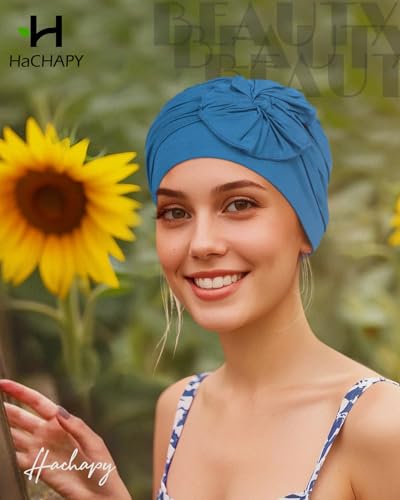 Chemo Headwear for Women Cancer Patients Lightweight Head Coverings for Hair Loss Seasonal - color: Navy Blue