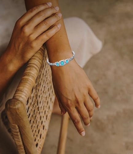 Genuine Turquoise Bracelet Cuff Bracelet for Women Mom 925 Sterling Silver Natural Turquoise Bangles Vintage Bracelet Boho Jewelry for Birthday Christmas Mother's Day Valentine's Day - style: Feather 2