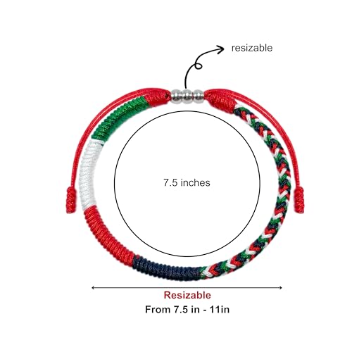 LAMIBEE Country Pride, Country Flag Code Bracelet, Protection and Lucky Sufer String Bracelet, Tibetan Wrist Wrap Bracelet, Boho Style Rope Bracelet for Women, Men, String Thread Bracelets - color: Palestine