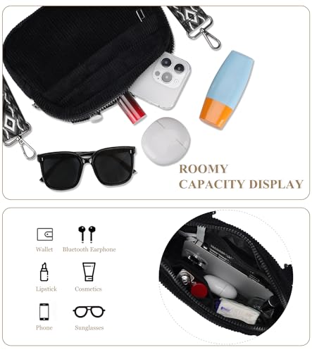 MAXTOP Small Crossbody Bags for Women Belt Bag Fanny Pack with Adjustable Strap - color: Corduroy Black, style: Small Crossbody Bag