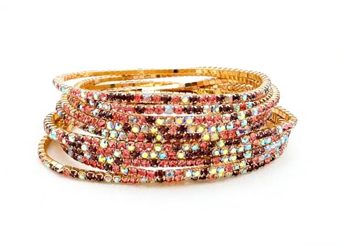 10 Pieces Women's Tennis Bracelet Set 2mm Extra-fine Delicate Rhinestones Adjustable Stackable Stretch Bracelet Wedding Party Jewelry Gifts - color: G-Pink+Purple