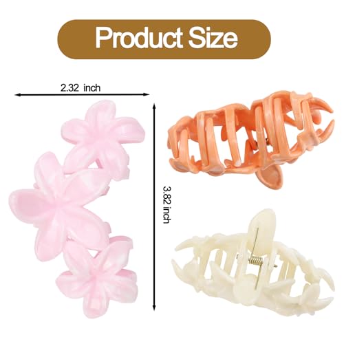 4Pcs Cute Hawaiian Flower Claw Hair Clips for Women Pink Purple Large Claw Clips for Thick Thin Hair Strong Hold Beach Hair Accessories for Women and Girls - color: 14-Colorful
