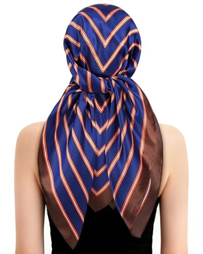 Silk Press Wrap for Hair with Net, Stretchy Knit Hair and Scarf Set, No Marks Comfort Edge, Breathable Hair Wrap Net for Sleeping Women - color: Digital Square