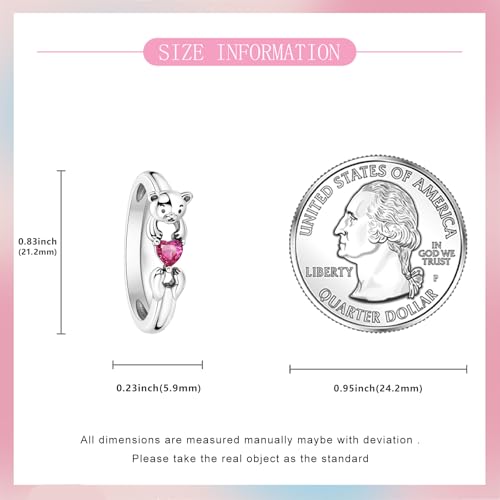 PARCOM Adjustable Women Stackable Ring, 925 Sterling Silver Open Rings - Trendy Eternity Cubic Zirconia Stackable Band Engagement Promise Ring for Her, Hypoallergenic Non Tarnish Nature Bird Floral Thumb Rings - color: Bear Hug Heart
