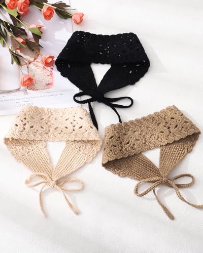 HAIMEIKANG Hippie Hair Bandana Headbands for Women Boho Headband Knit Hair Bands Floral Head Wrap for Women and Girls(Black+Beige+Coffee) - color: Black+Beige+Coffee