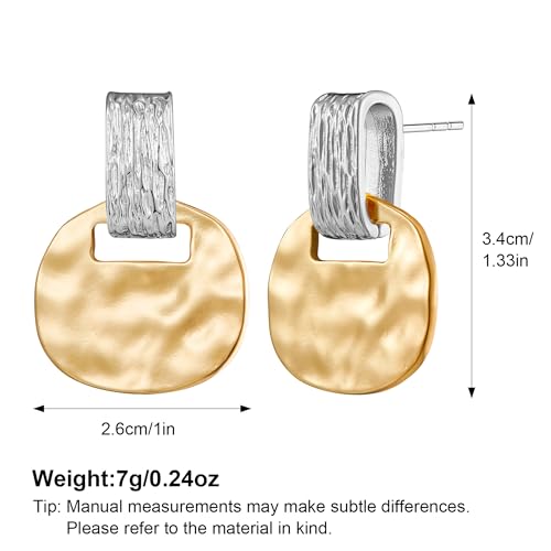 MUYAN Gold and Silver Boho Hammered Dangling Earrings for Women Modern Statement Finish Dangle Drop Earrings Jewelry - color: A Gold and Silver