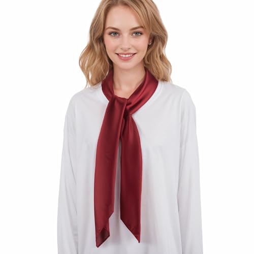 RIIQIICHY 35 Inch Head Scarf for Women Hair Scarf Like Silk Scarf Square Scarf Bandanas for Women - color: Dark Red