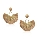 Anmpab Straw Fan Bohemian Tassel Earrings for Women Trendy Colorful Fringe Summer Beach Statement Earrings - color: Brown