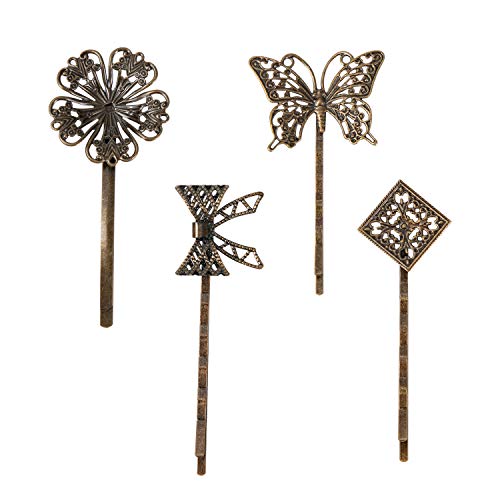 inSowni 24 Pack/12 Pairs Pretty Brown Bronze Vintage Retro Leaf Flower Butterfly Hair Pins Decorative Bobby Pins Fancy Hairpin Cute Hair Clips Thin Fine Short Hair Barrettes Accessories for Women Girl - color: 24 Pack Small Brown Fancy Cute Vintage Decora
