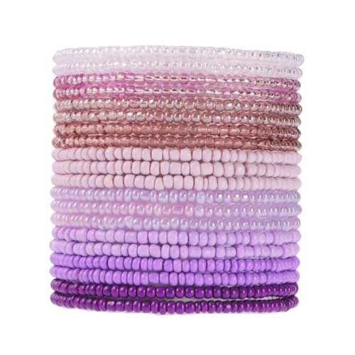 Fuqimanman2020 18Pcs Boho Stackable Beaded Bracelets for Women Colorful Handmade Multilayered Rice Beads Anklets Set Summer Beach Bohemian Jewelry Gift - color: Style 2 Purple