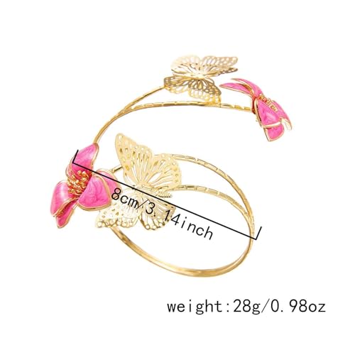 Fuqimanman2020 Colorful Butterfly Flower Arm Cuff Bracelet Adjustable Summer Beach Armband for Women - color: B