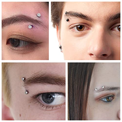 40Pcs 16G Surgical Steel Daith Rook Earring 8mm 10mm Curved Barbell Eyebrow Rings Belly Button Ring Piercing Jewelry for Women Men