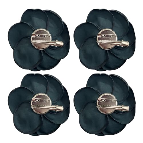 Sanrich Women's Brooches 4pcs Rose Flower Hair Clip Mexican Hair Flowers Clips Hairpin Brooch Tea Party Hats Headpieces (blackish green) - color: blackish green