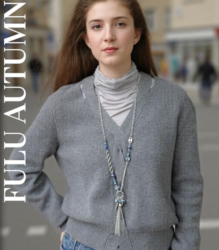 FULU AUTUMN Long Necklaces for Women Trendy Long Chunky Beaded Necklace Boho Fashion Costume Jewelry Mothers Day Gifts for Her - color: 95-Blue