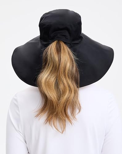 Solbari Ultra Wide Brim Sun Hat UPF 50+ Packable UV Sun Protection Hats with Full Coverage Brim - color: Black / Beige, size: Small-Medium