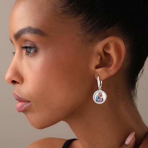 LeCalla 925 Sterling Silver Leverback Drop Earrings | Lightweight Celtic-Knot Filigree Heart Teardrop Dangle Earring for Women's Gift for Her - color: Mother Mary