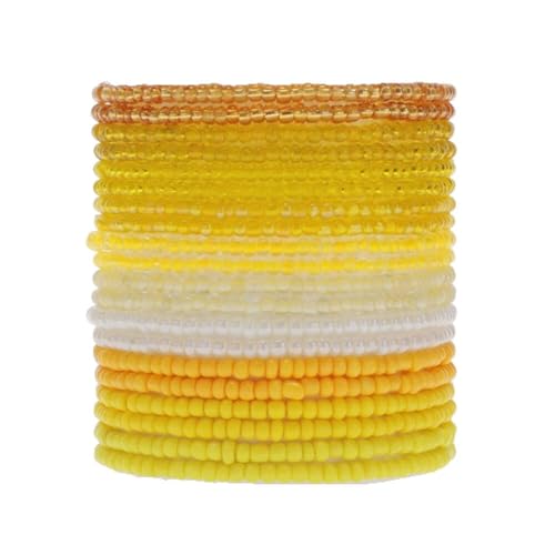 Fuqimanman2020 18Pcs Boho Stackable Beaded Bracelets for Women Colorful Handmade Multilayered Rice Beads Anklets Set Summer Beach Bohemian Jewelry Gift - color: Style 2 Yellow