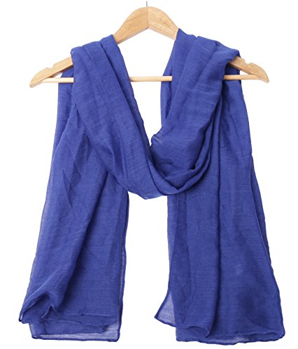 woogwin Women's Cotton Scarves Lady Light Soft Fashion Solid Scarf Wrap Shawl - color: Loyal Blue
