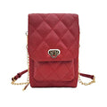 Phone Crossbody Bags for Women Small Vegan Leather Mini Shoulder Wallet Card Quilted Purse - color: D - Red