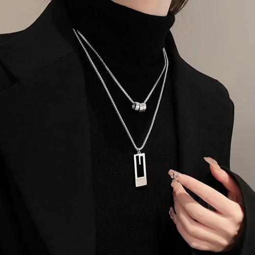 Gold Necklaces for Women Gifts - 14K Gold Plated Necklace for Women Necklaces for Her Tiny Fashion Jewelry for Teens，for Women Friends Jewelry Gifts，Necklace Gold Jewelry Birthday Gifts - style: Double layered chain necklace silver