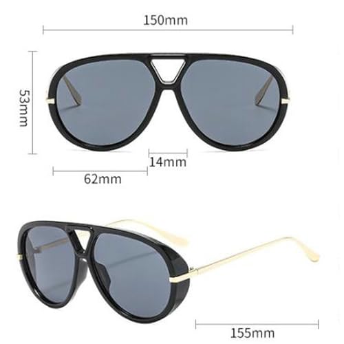Trendy Oversized Pilot Sunglasses Women For Men Round Sun Glasses Vintage Big Frame Shield Shades Men Punk Sunglasses - color: C10
