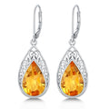 POIUY Gifts for Women Hypoallergenic Teardrop Filigree Birthstone Leverback Dangle Earrings 18K White Gold Fashion Jewelry Anniversary Wedding Birthday Gifts for Women Daughter Sister Girlfriend Wife - style: 11-November Birthstone Earrings