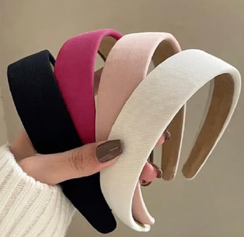 Huachi Headbands for Women Non Slip Trendy Valentine's Day Women's1 inch Wide Cute Headbands for Girls, Pink Head Bands Elastic Hair Bands for Women's Fashion Women Hair Accessories - color: Black, white, light pink, hot pink