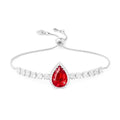 Linawe Crystal Imitation Diamond Rhinestone Charm Bracelets for Women, Gold/Silver/Rose Gold Adjustable Chain Bracelet, Teardrop Birthstone Cubic Zirconia Prom Costume Wedding Jewelry - color: Silver,July