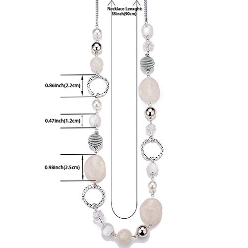 PEARL&CLUB Long Beaded Necklaces For Women - Sweater Chain Fashion Jewelry Necklace Gifts For Women - color: 23-White